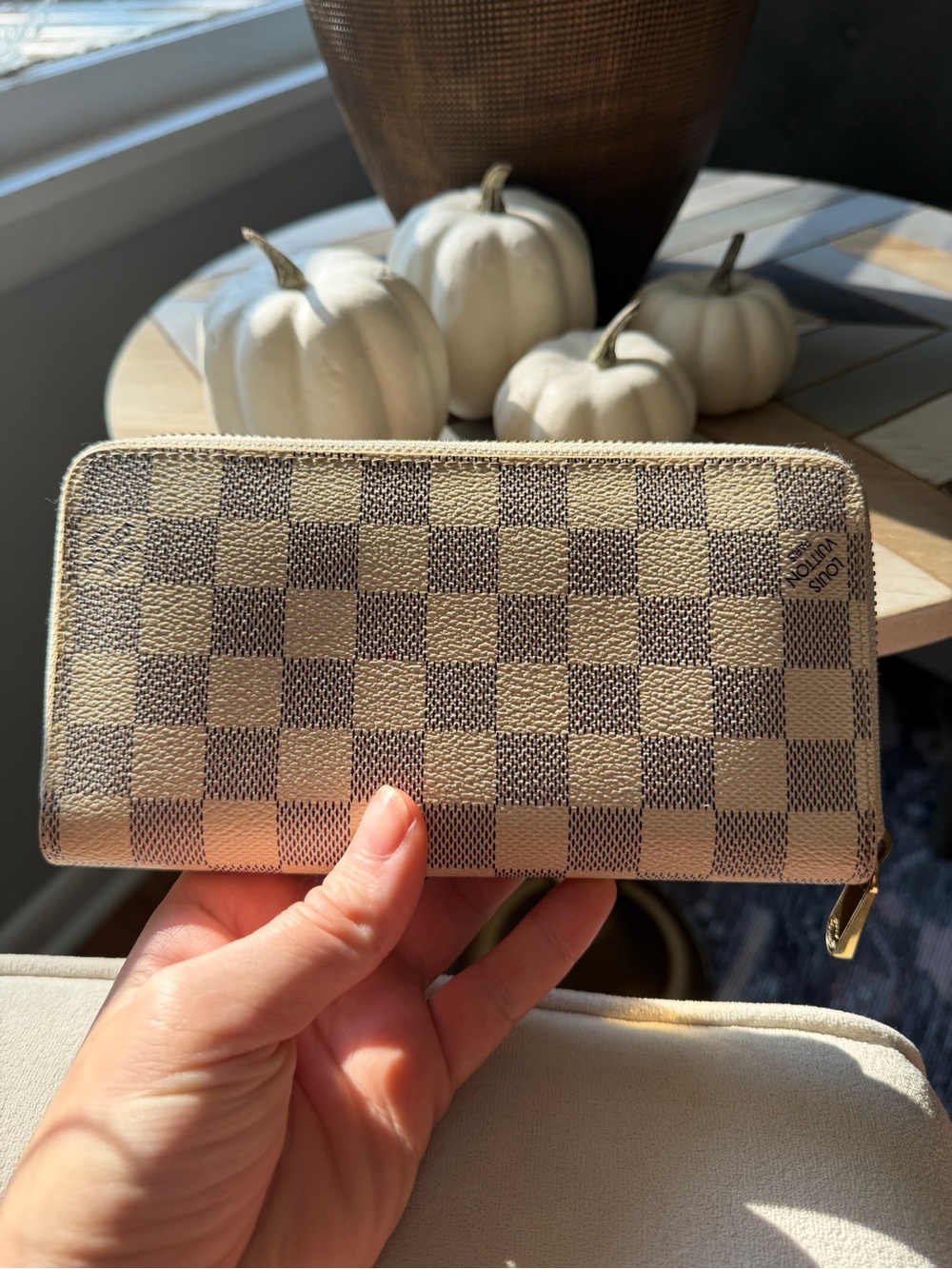 Authentic Louis Vuitton Damier Azur Zippy Organizer Wallet - Made in France